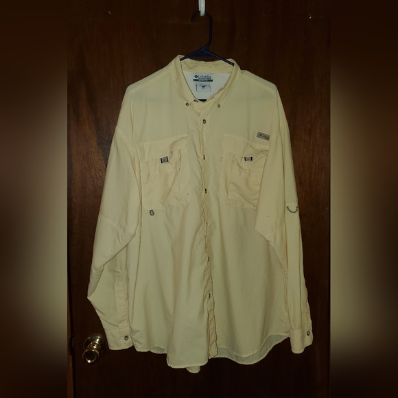 Columbia PFG Yellow Long Sleeve Shirt Vented Sz Large - Picture 1 of 4